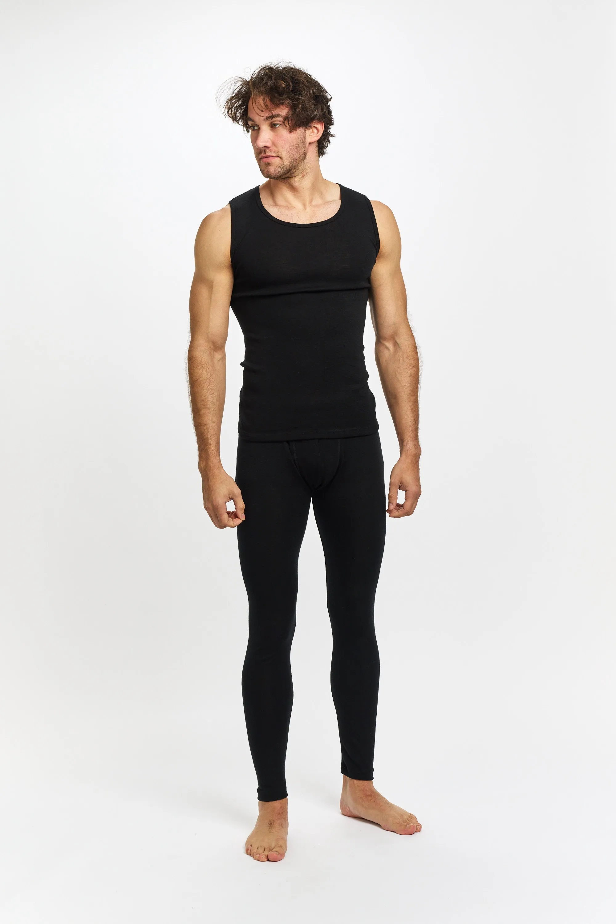 Thermal Underwear Mens Pure Merino Wool Long John Navy
