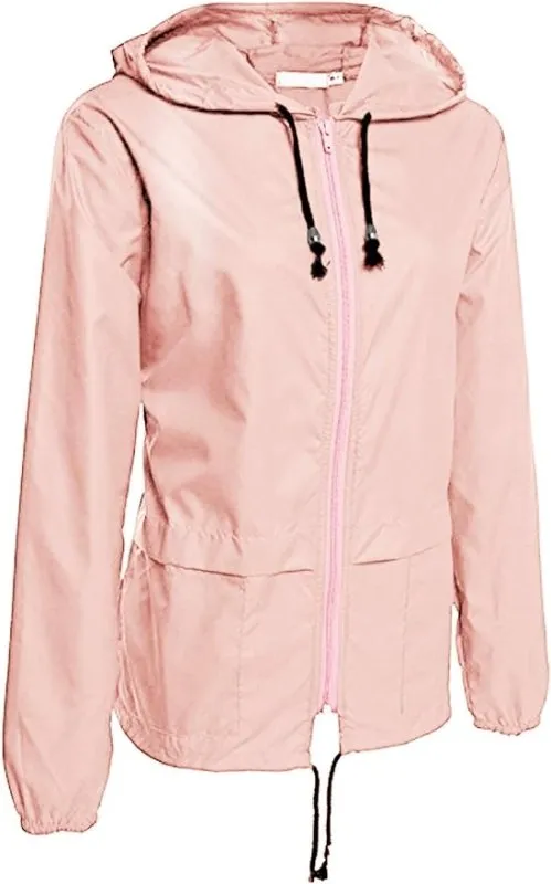 Women's Waterproof Jacket Outdoor Quick Dry Raincoat Windproof Casual Zipper Windbreaker with Hood